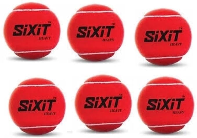 CELIRO Rubber SIXIT Heavy Cricket Tennis Ball, Cricket Tennis Ball Sixit Heavy Tennis Ball Red, Pack of 6 Balls