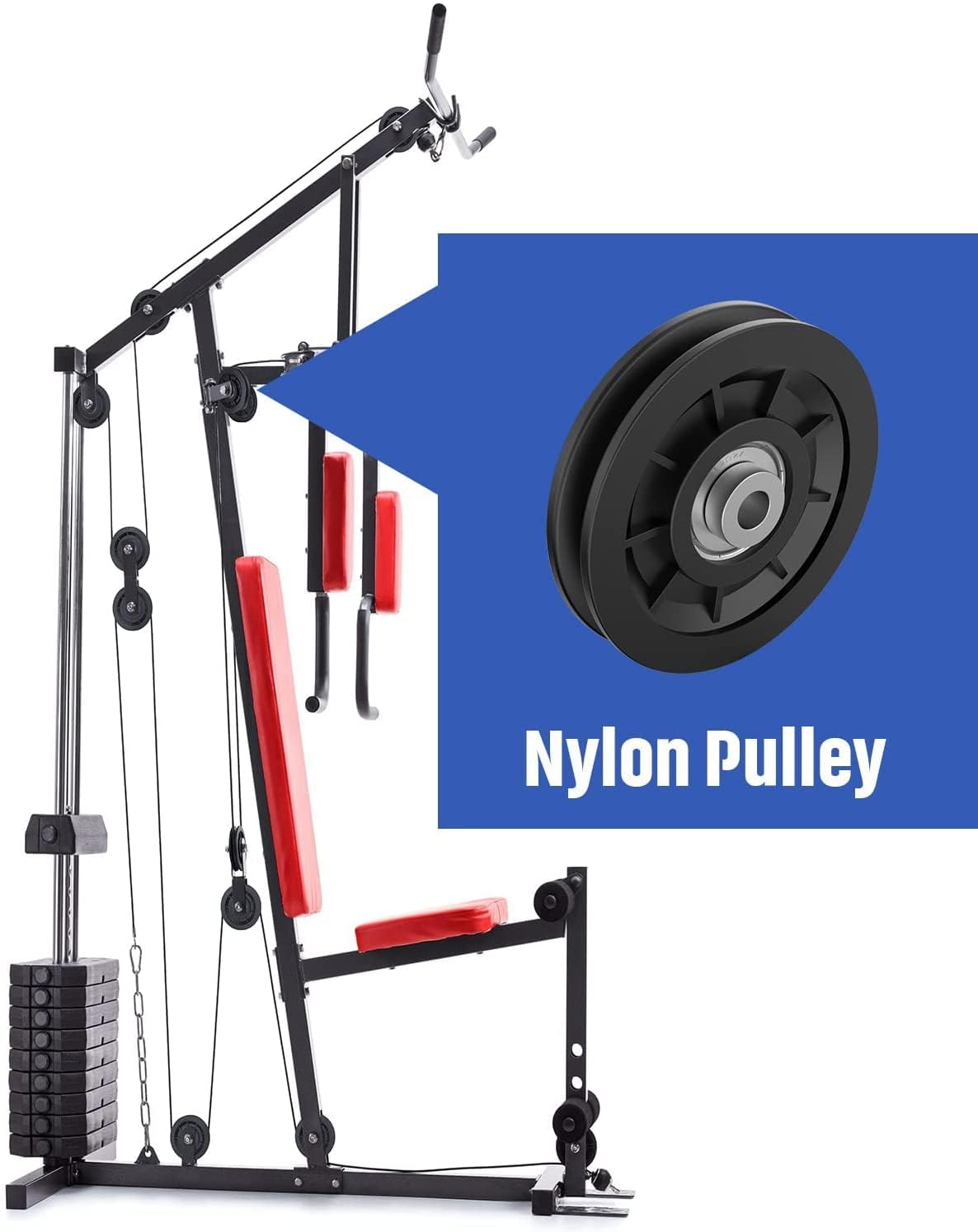 4-Inch Nylon Bearing Pulley Wheel (Pack of 4) – Heavy-Duty Gym Cable Machine Pulley Replacement for Wire Rope, Universal Fitness Equipment & Garage Door Pulley Roller