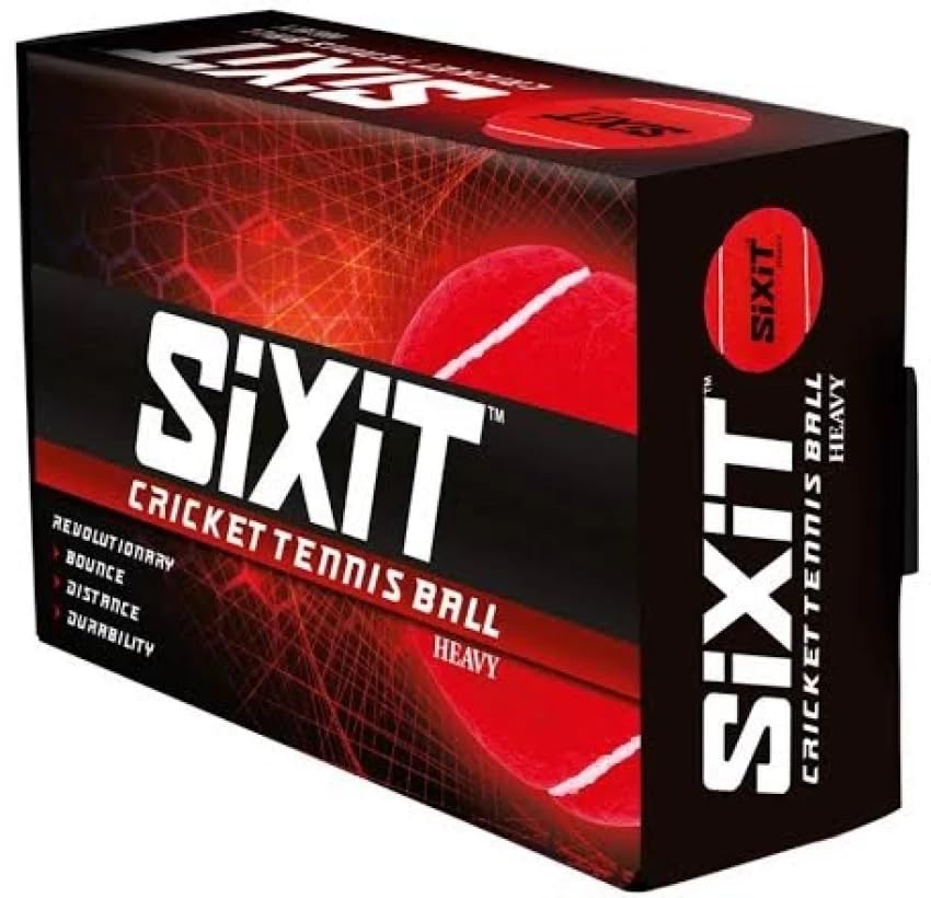 CELIRO Rubber SIXIT Heavy Cricket Tennis Ball, Cricket Tennis Ball Sixit Heavy Tennis Ball Red, Pack of 6 Balls